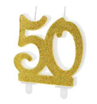 Number Candle Modern - 50 - Gold